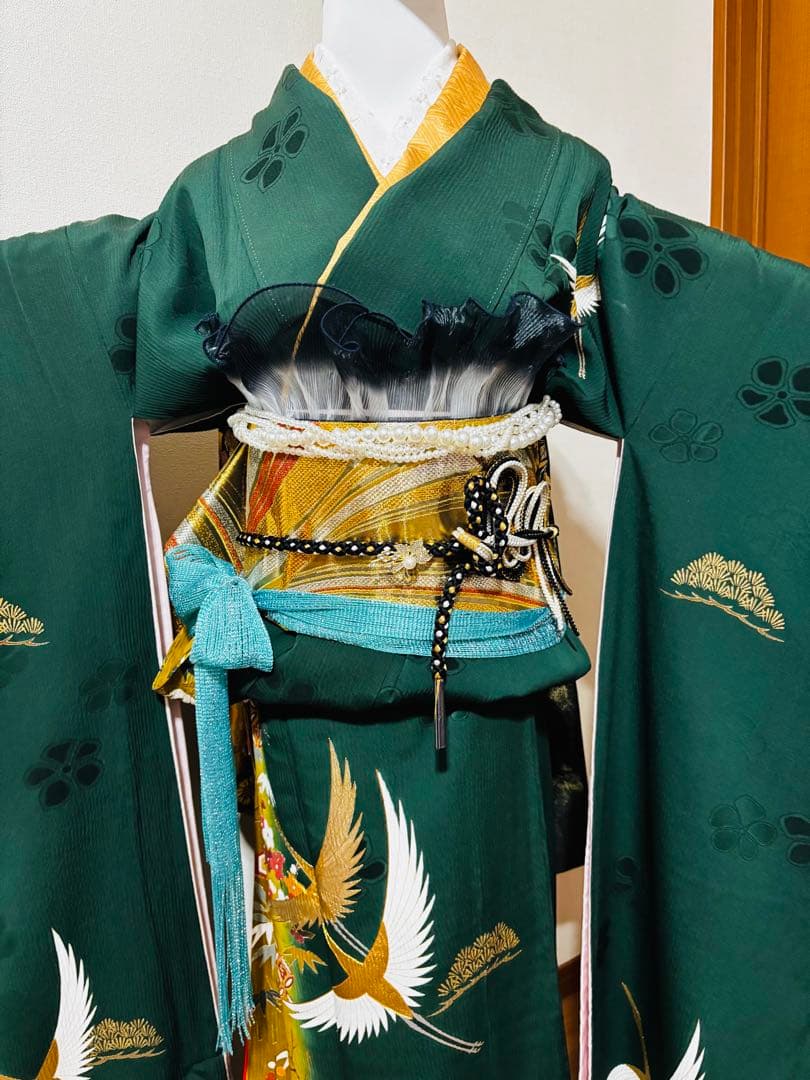 週末激安限定価格‼️ 鶴でかっこいい振袖‼️ ‼️フルセット‼️