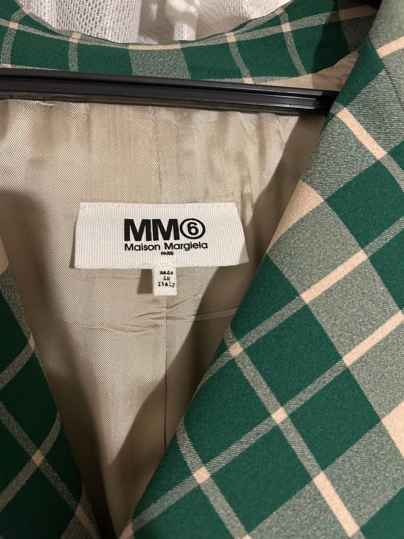MM6 Maison Margiela グリーン　チェックコート　36