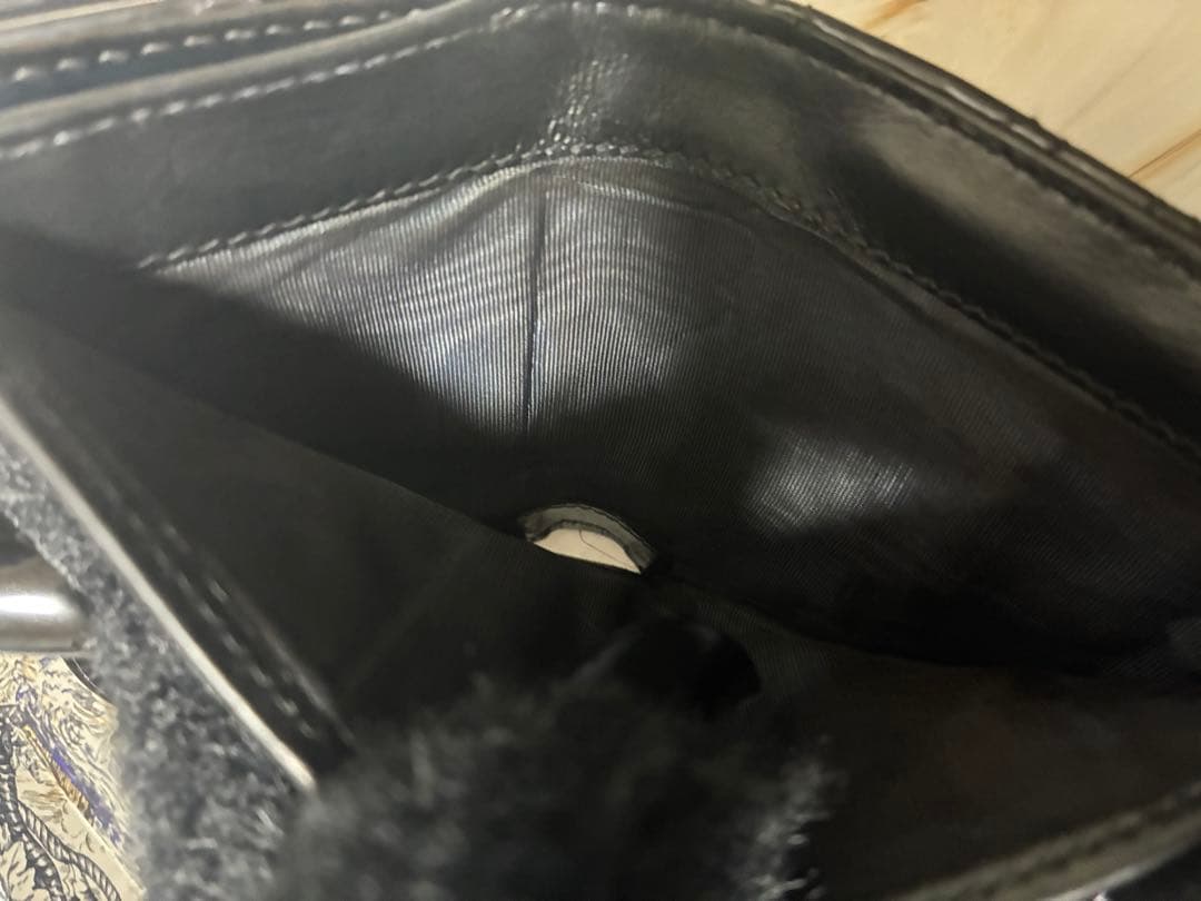Dior ロータスウォレット パテントカーフスキン￼ 三つ折り財布 ブラック