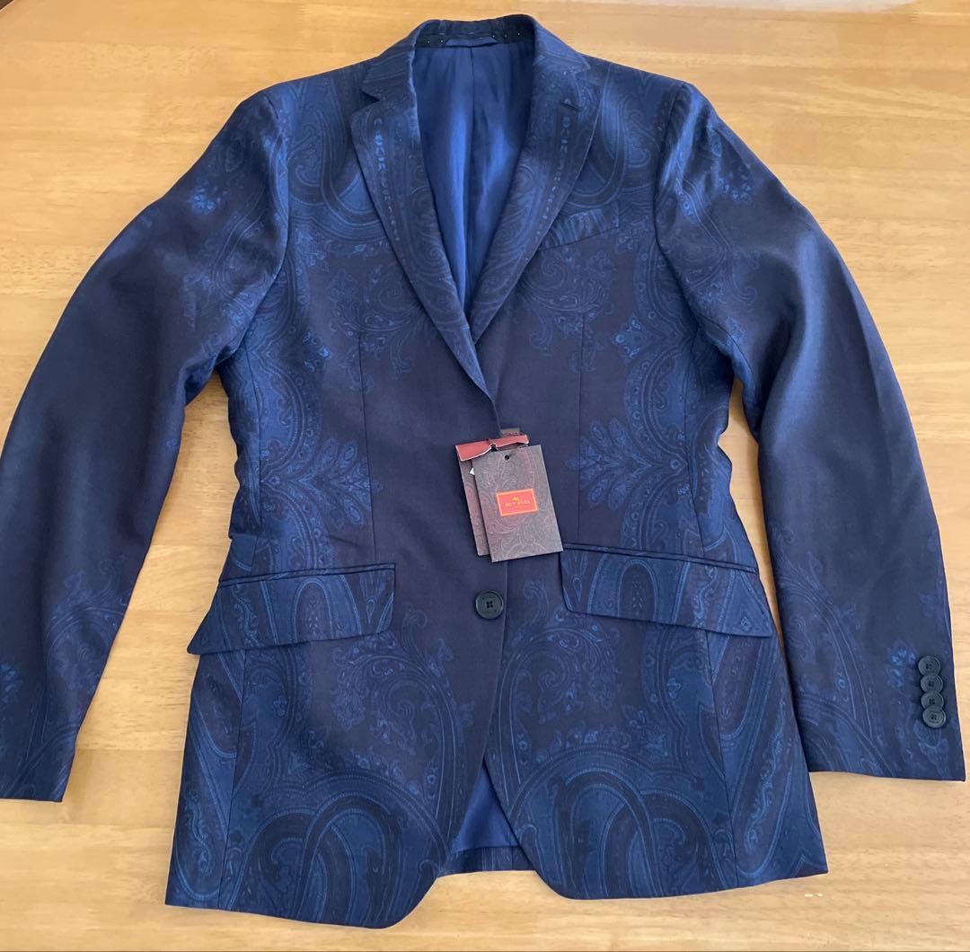ETRO ネイビー ペイズリー柄 テーラードジャケット 44