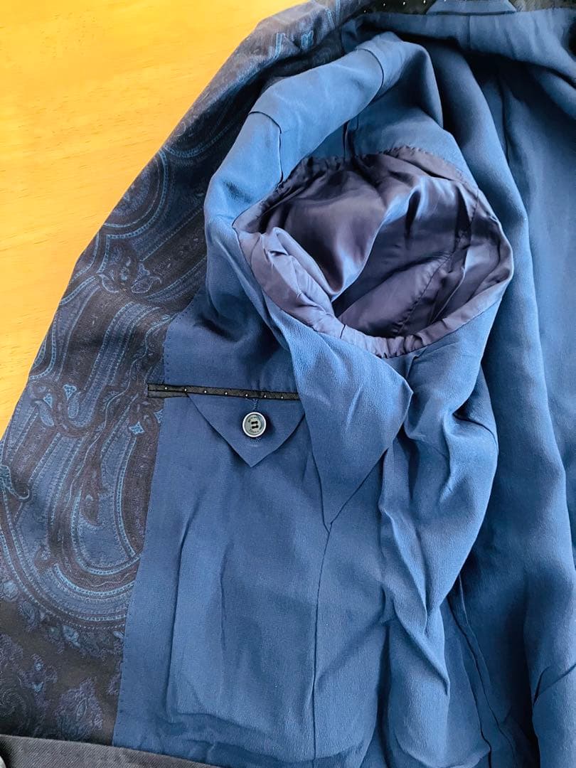 ETRO ネイビー ペイズリー柄 テーラードジャケット 44