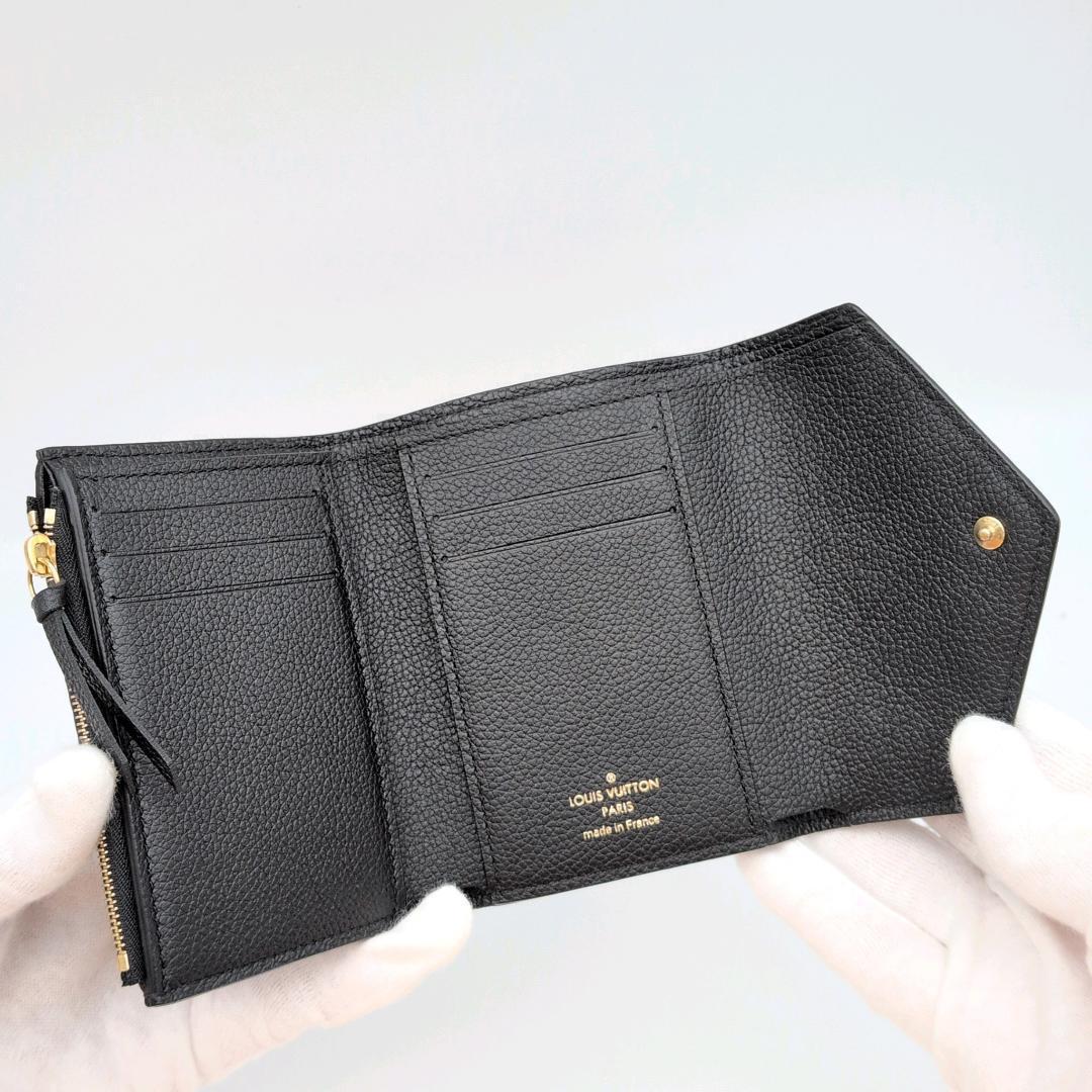 【極上美品】ルイヴィトン アンプラント ヴィクトリーヌ 折り財布 黒 ※真贋画像