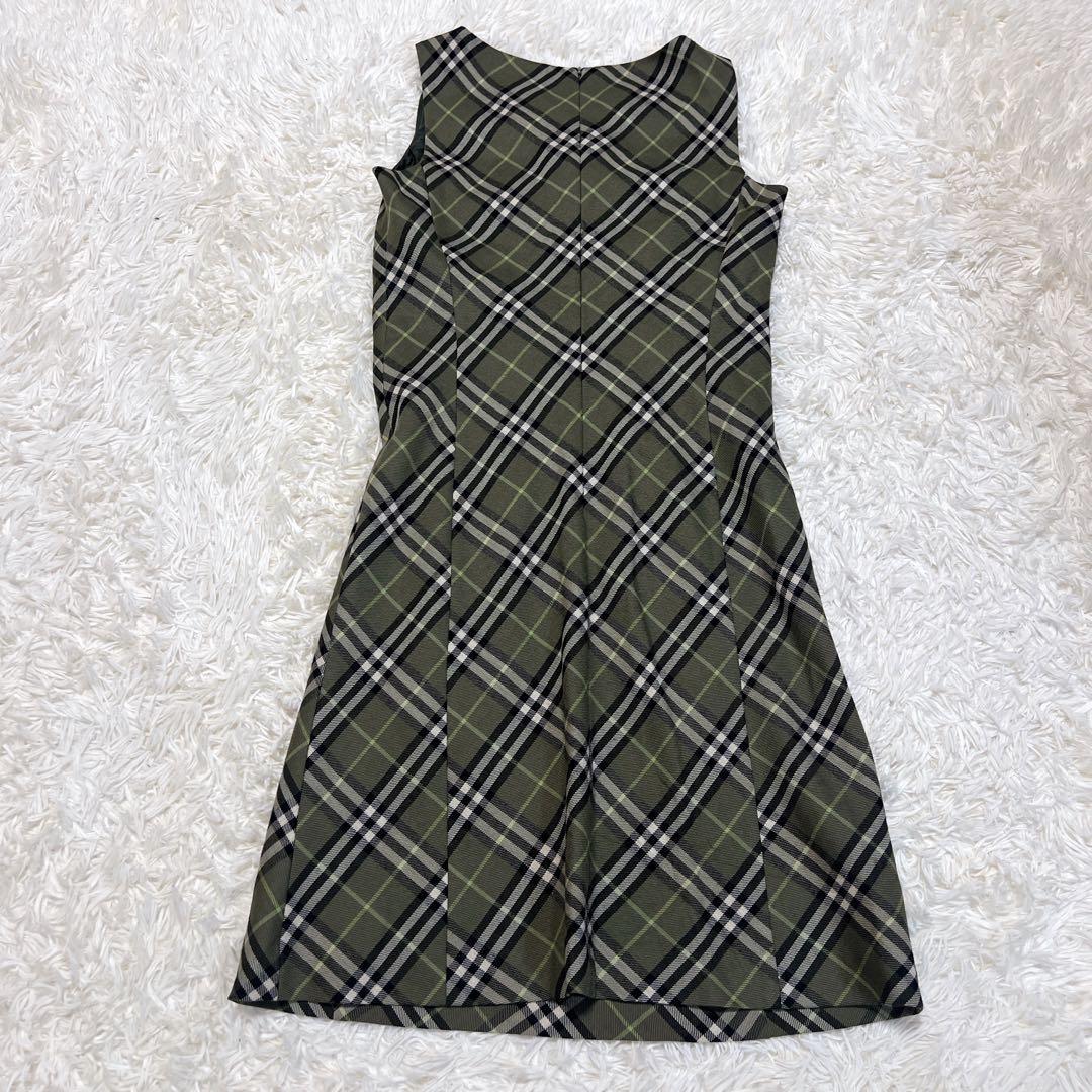 《極美品✨希少色》バーバリー ノースリーブワンピース ノバチェック カーキ 緑