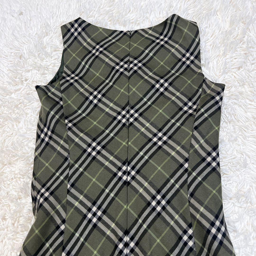 《極美品✨希少色》バーバリー ノースリーブワンピース ノバチェック カーキ 緑
