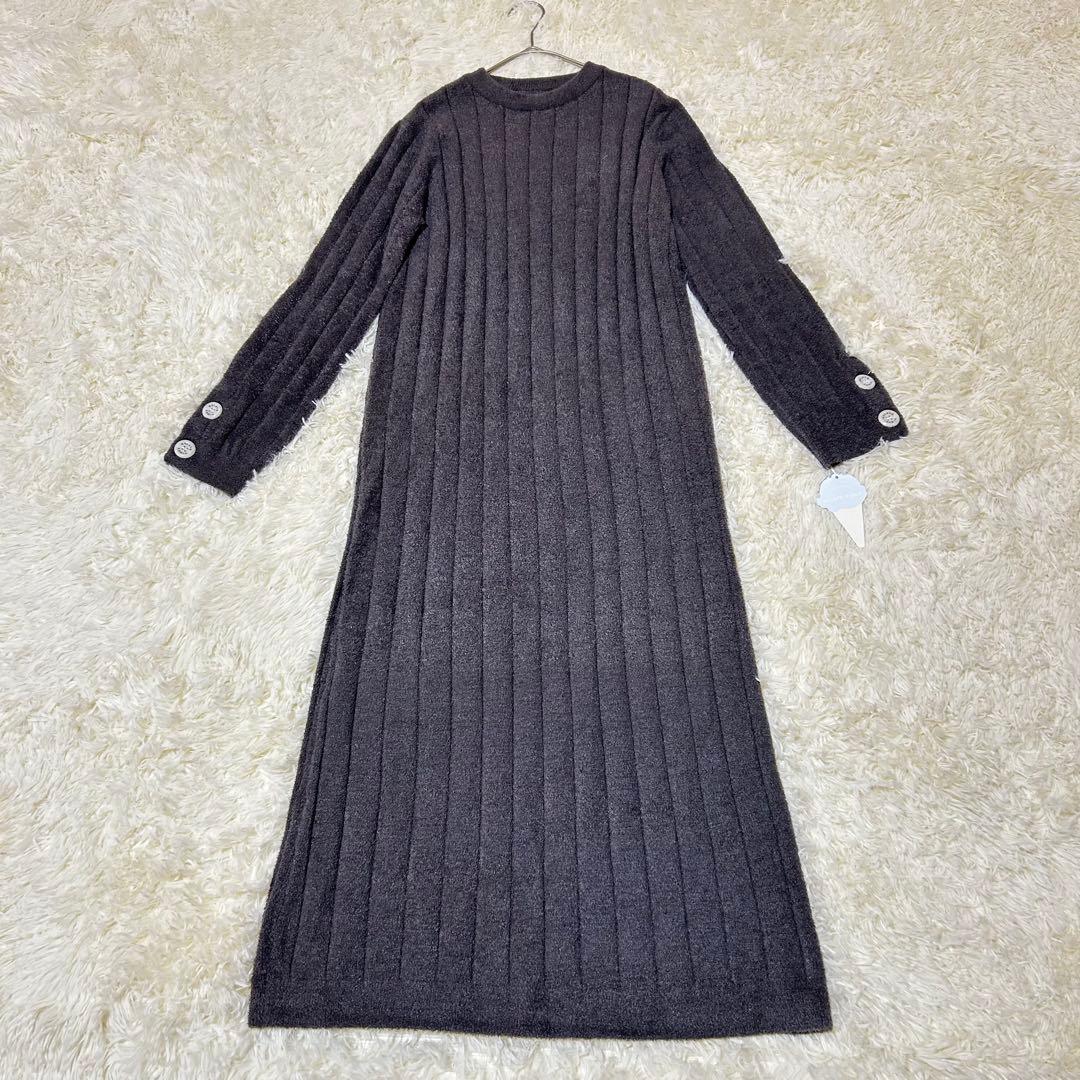 【美品】ジェラートピケ ホットスムーズィーワイドリブワンピース グレー