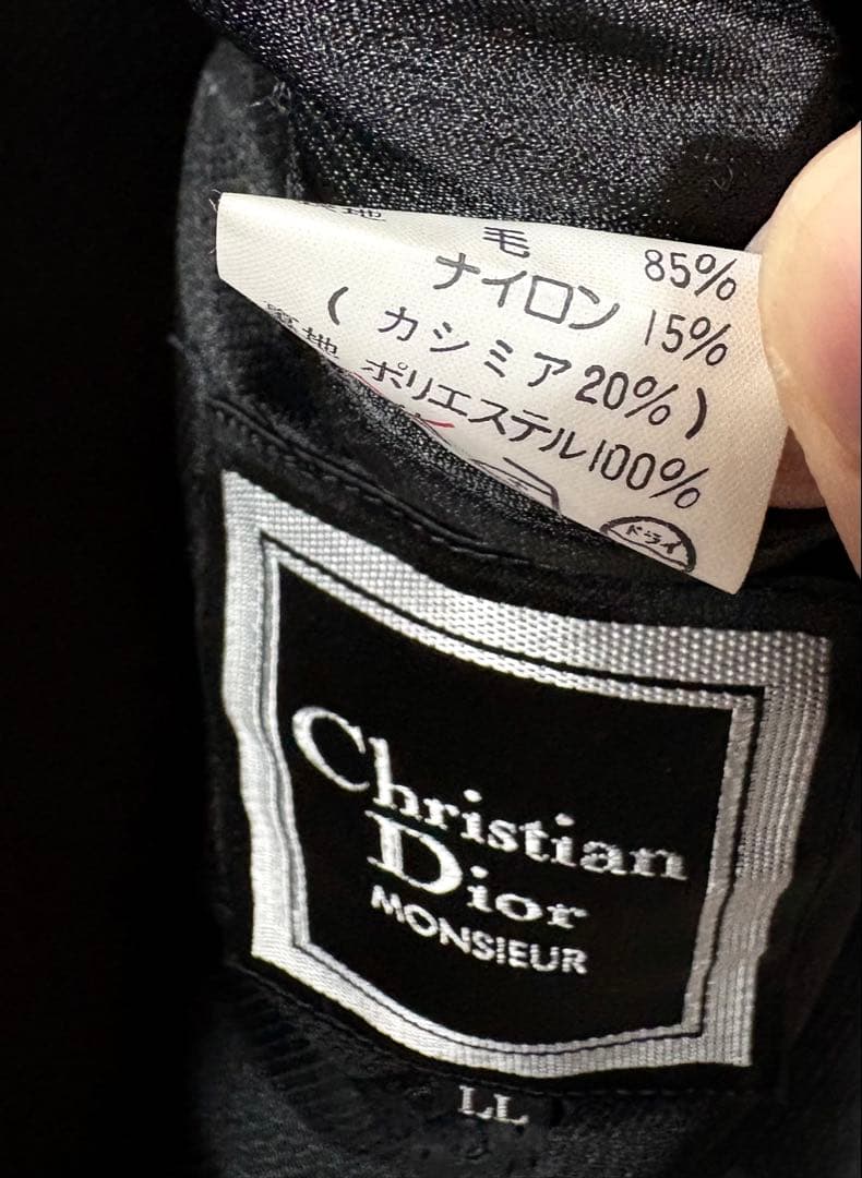クリスチャンディオール　ダブルジャケット 紺ブレ金ボタン カシミヤ混生地