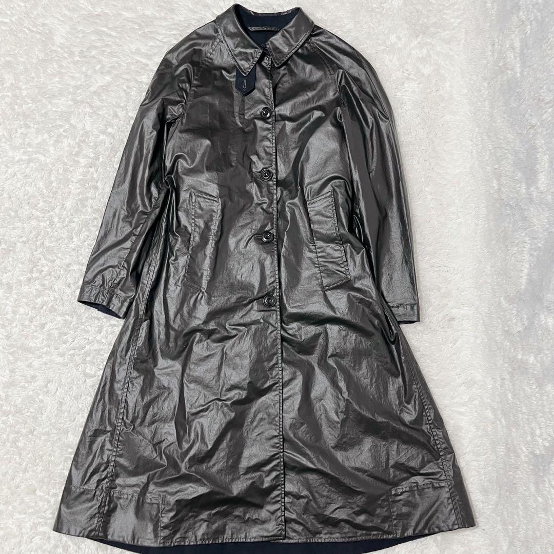 希少 LEMAIRE ベルト付き ロングコート 光沢 ブラック