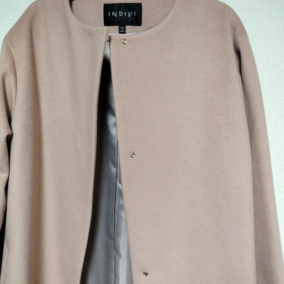 【美品】INDIVI ピンク ロングコート 日本製