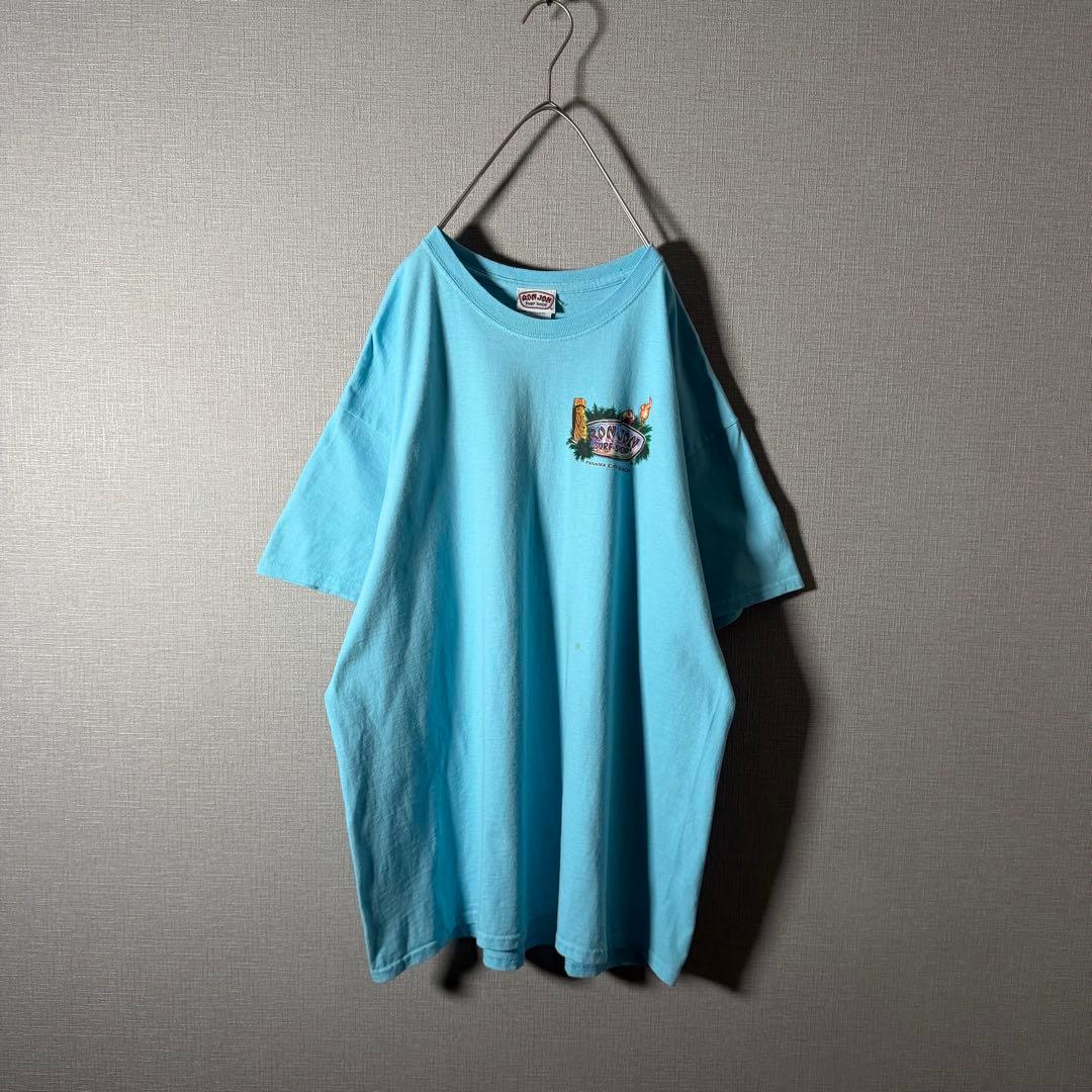 即完品★ロンジョン RONJON Tシャツバックプリント 90s 水色 希少XL