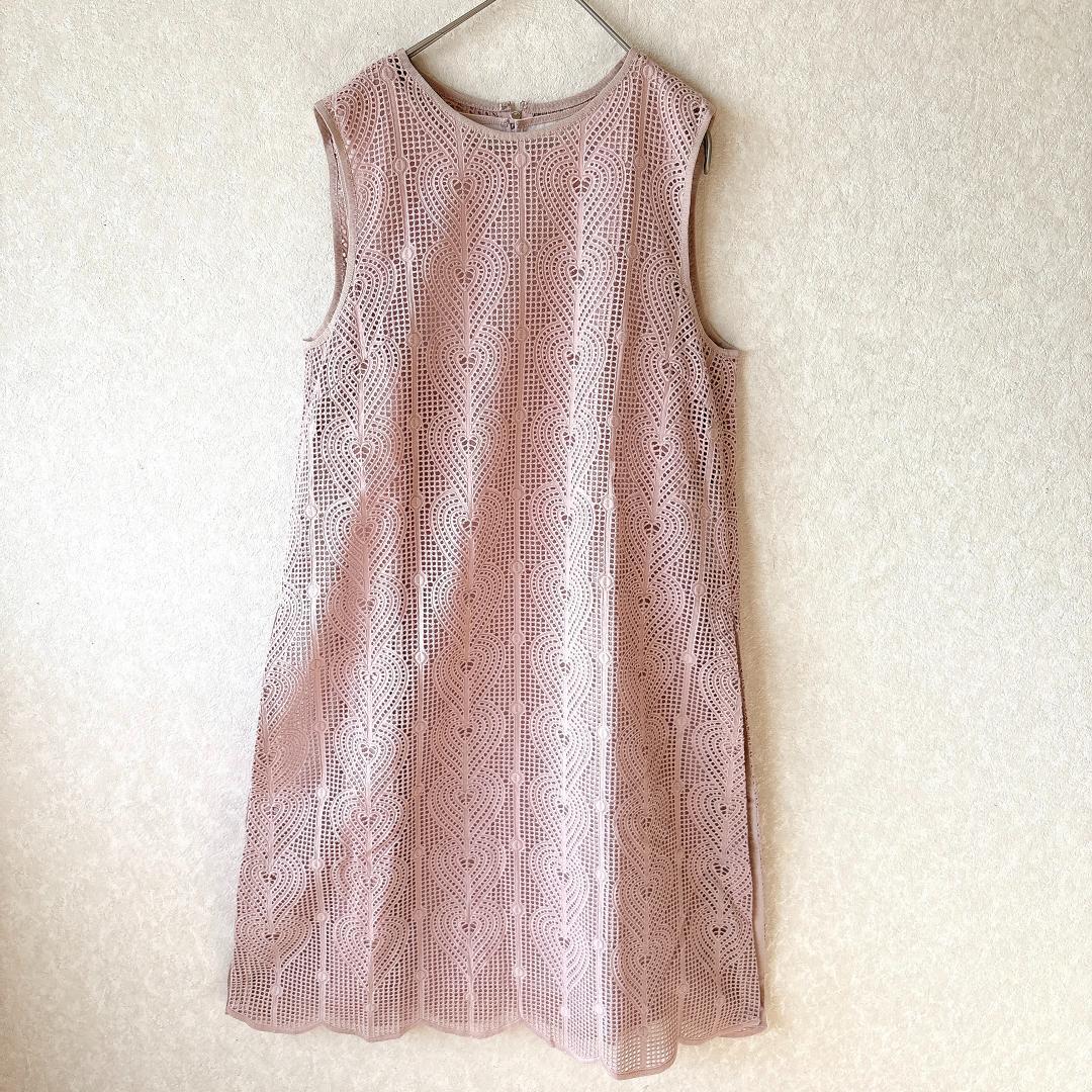 ADORE アドーア⭐️インナー付き 総柄 レースワンピース 38 ピンク
