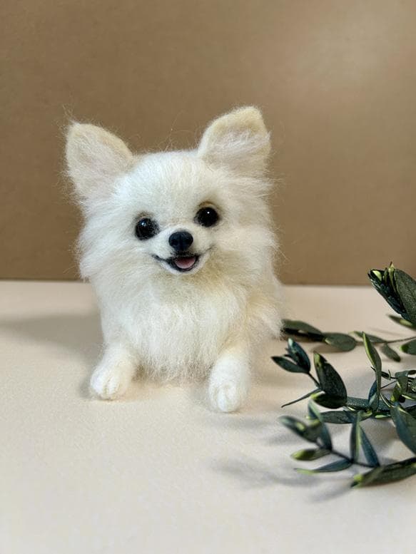 あ*ん様 羊毛フェルト　ハンドメイド　チワワ　犬　ホワイト　Q2