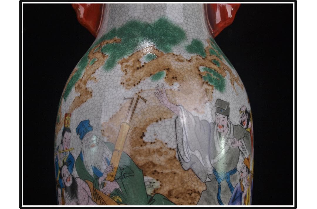 中国 清時代　在銘手描き花瓶 美術品　激安骨董品 DE1002B14-4