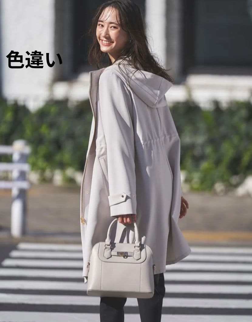 anysis【洗える】フーデットロング コート サイズ2　アイボリー
