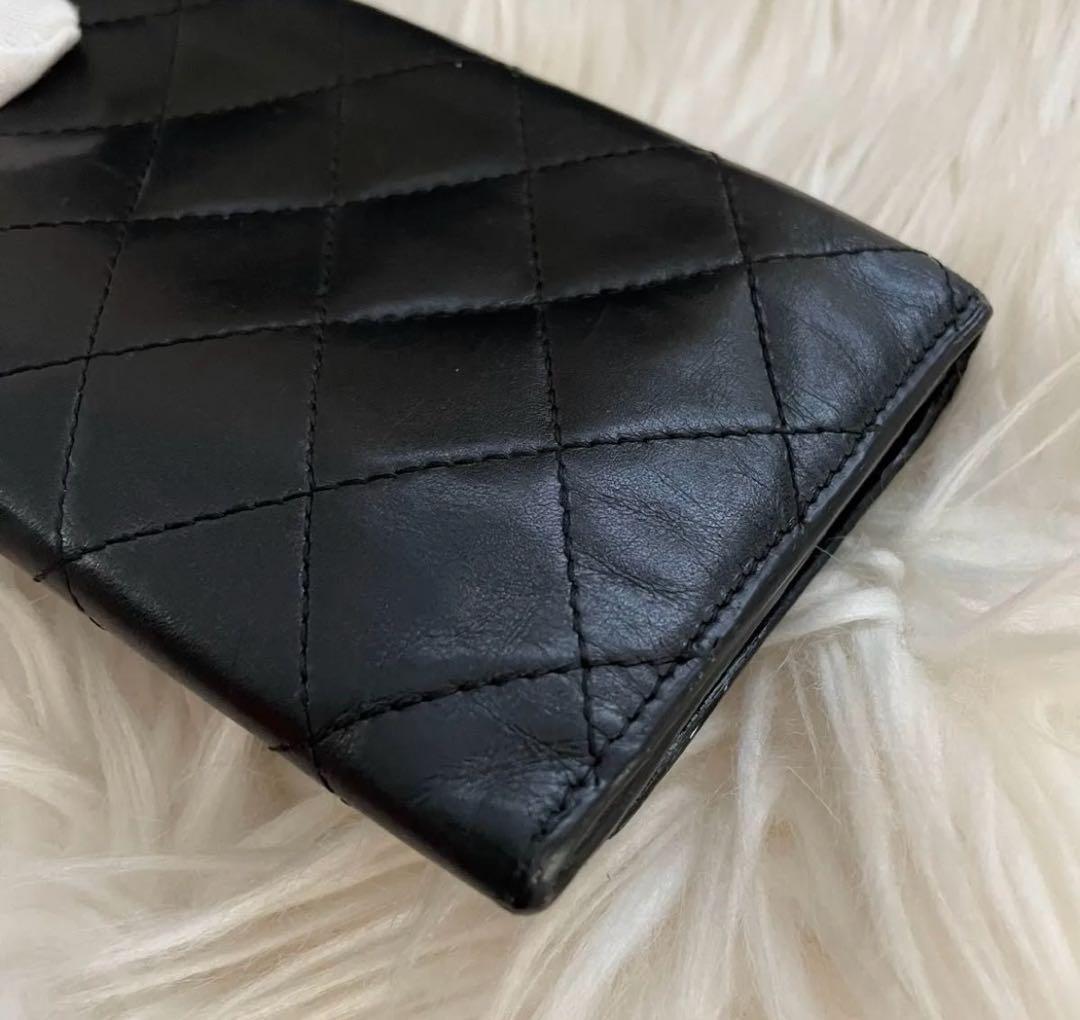 シャネル CHANEL 財布 二つ折り カンボンライン ココマーク 黒 ピンク