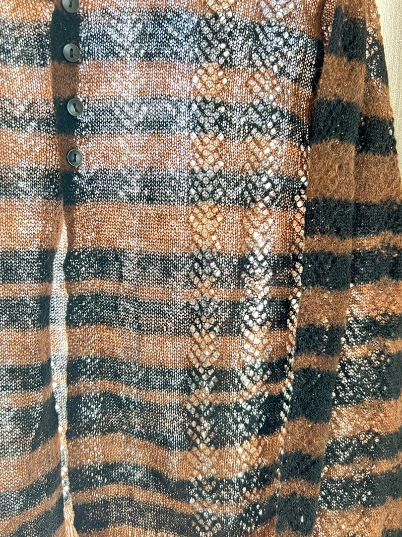 トップス PERVERZE Thick Stripe Knit Cardigan