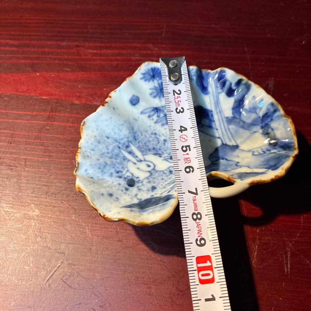 有田焼　福泉窯 つわぶき型青白い陶器皿３枚➕１枚