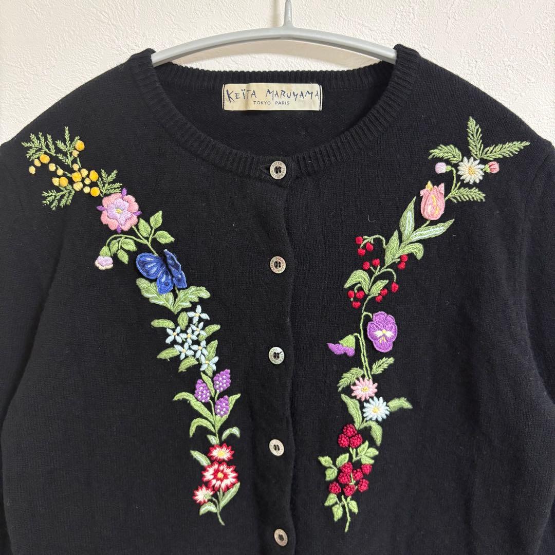 KEITA MARUYAMA 刺繍 花柄 ウール カシミヤ カーディガン 1