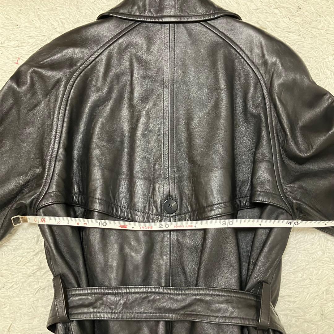 LaNAP レザートレンチコート シープナッパ 黒 9号 美品 上品 シンプル
