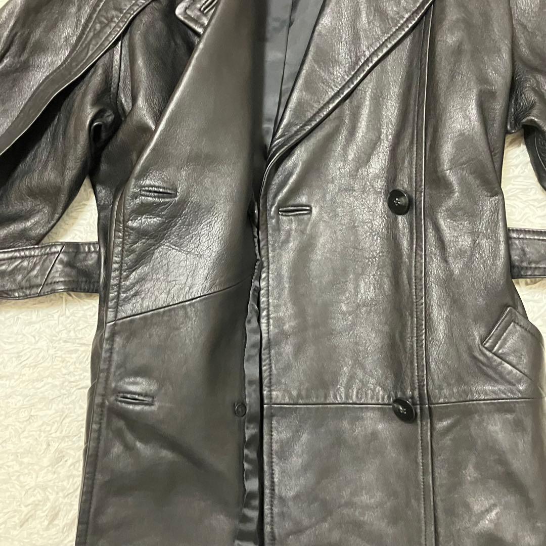 LaNAP レザートレンチコート シープナッパ 黒 9号 美品 上品 シンプル