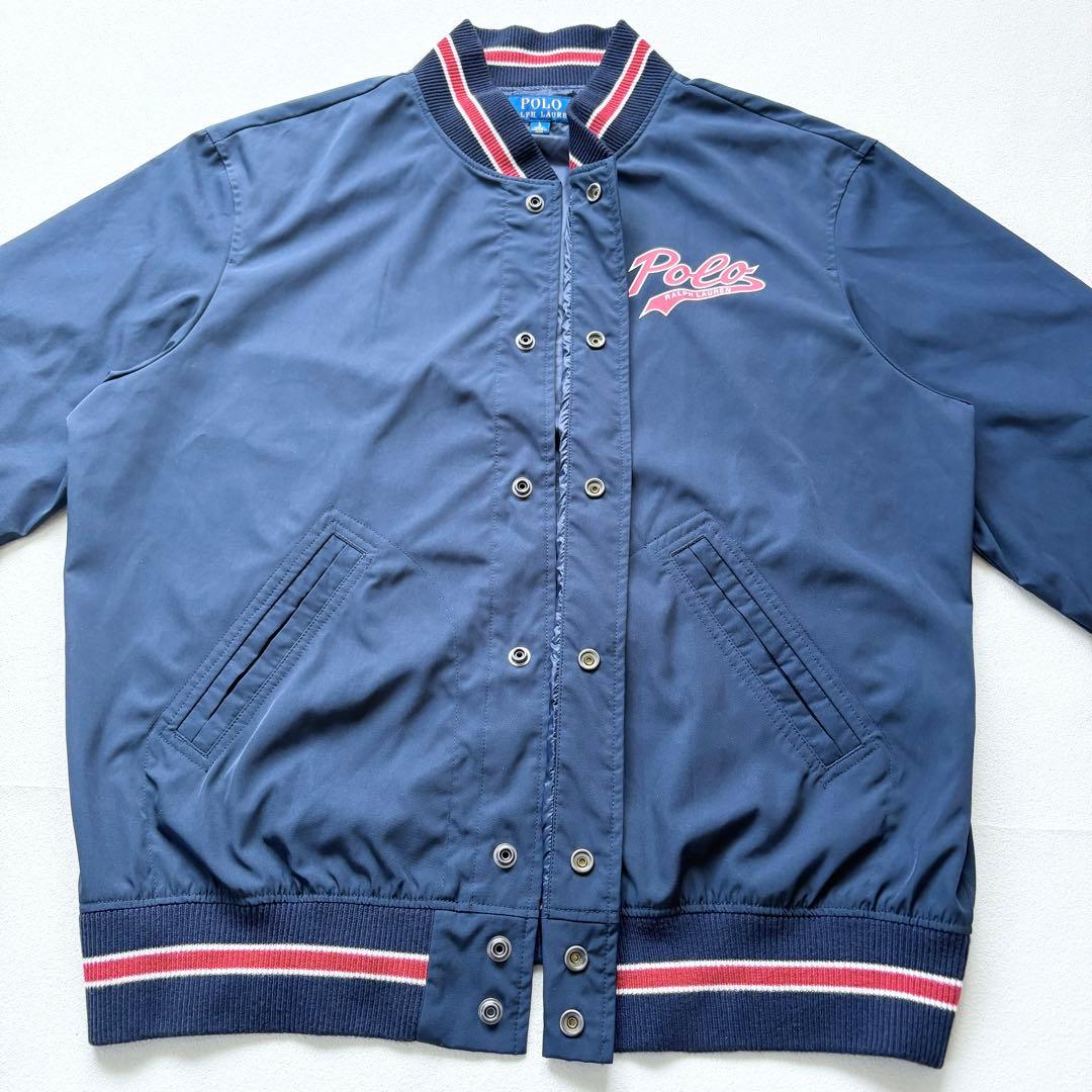 美品 L ラルフローレン スタジャン POLO ロゴ ネイビー