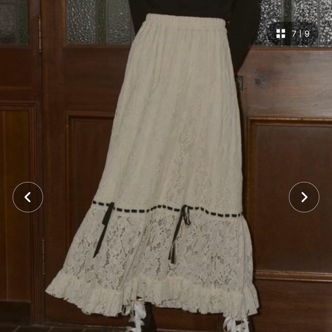 idem ロマンティックレースリボンスカート