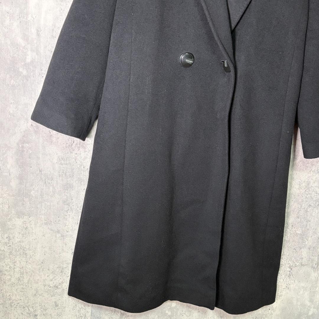 高級 カシミヤ 100% ロングコート 黒 日本製 M