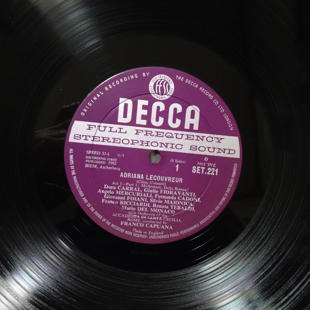 英Decca SET221/3　アドリアーナ・ルクヴルール　テバルディ