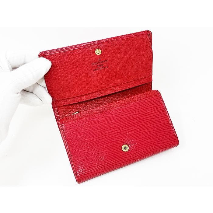 LOUIS VUITTON エピ 2つ折財布 赤 M63507 L字ファスナー