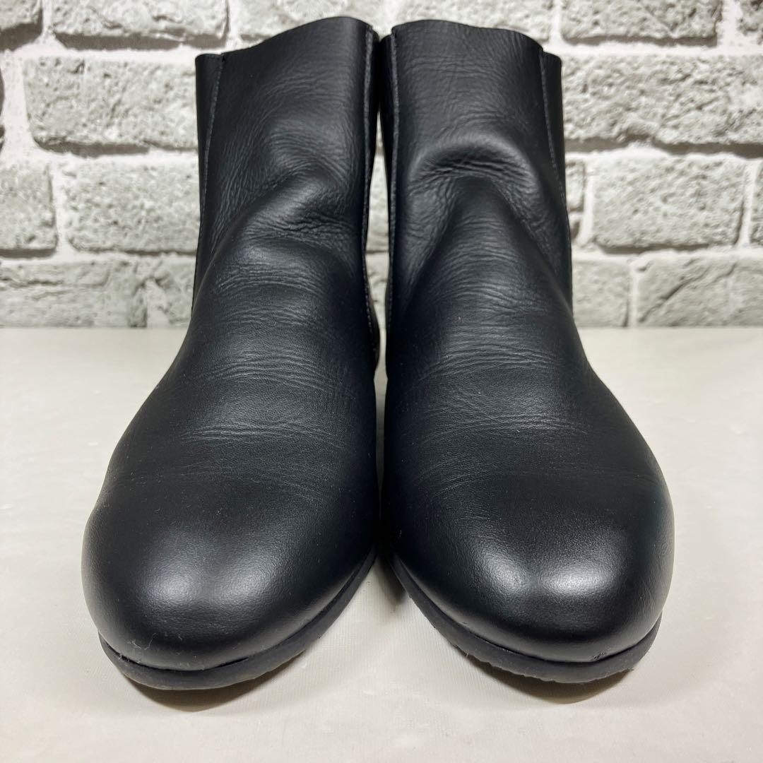 【極美品】Recipe ショートブーツ 23.5cm 黒 レザー ジップ 軽量