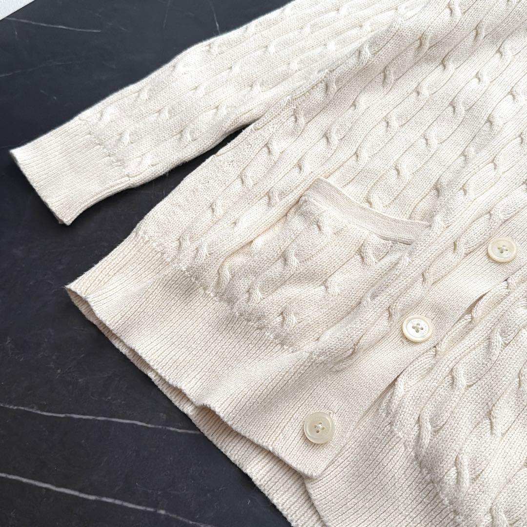 POLO RALPH LAUREN ケーブル　綿　カーディガン 白　ポニー刺繍