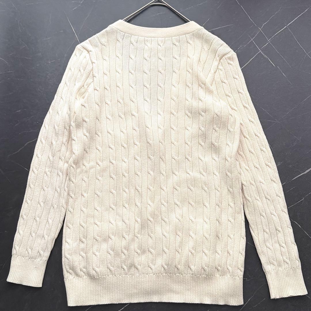 POLO RALPH LAUREN ケーブル　綿　カーディガン 白　ポニー刺繍