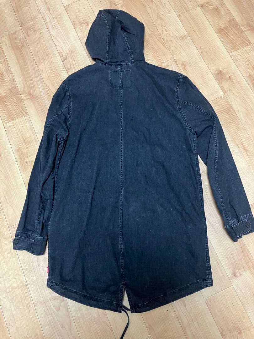 Levi's リーバイス　デニムジャケット　フード　ロゴ　グレー　モッズコート