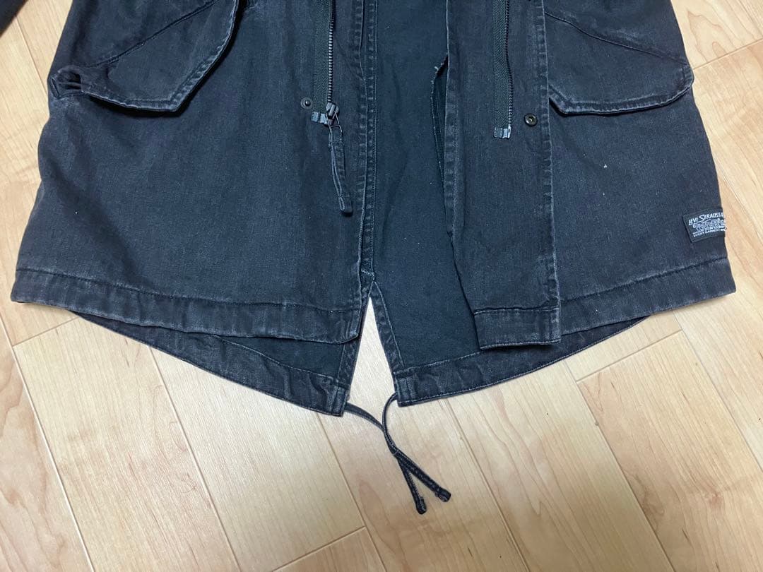 Levi's リーバイス　デニムジャケット　フード　ロゴ　グレー　モッズコート