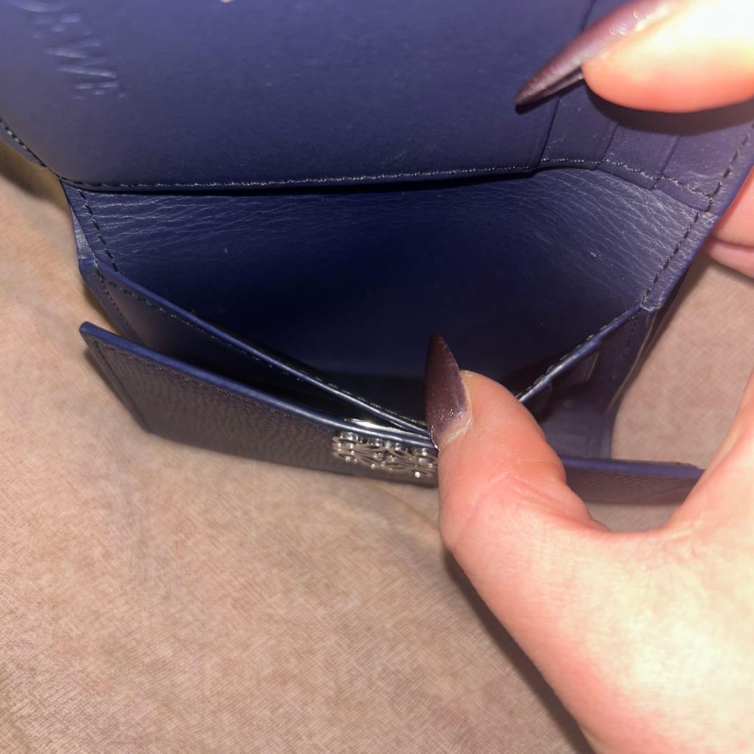 ロエベ 財布 希少 ネイビー 限定色 アナグラム LOEWE ウォレット