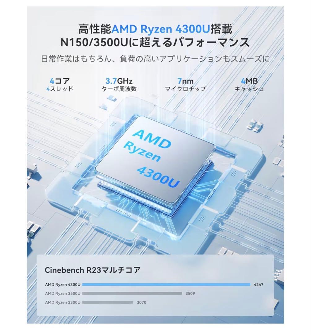 Ryzen7 4300U ミニPC ブラック コントローラー付き