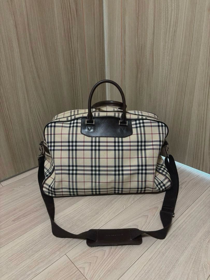 BURBERRY　バーバリー ボストンバッグ ノバチェック 大容量 ロゴプレート