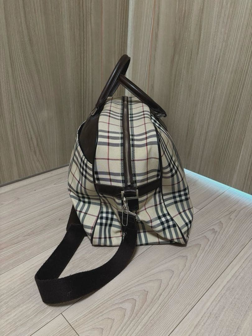 BURBERRY　バーバリー ボストンバッグ ノバチェック 大容量 ロゴプレート