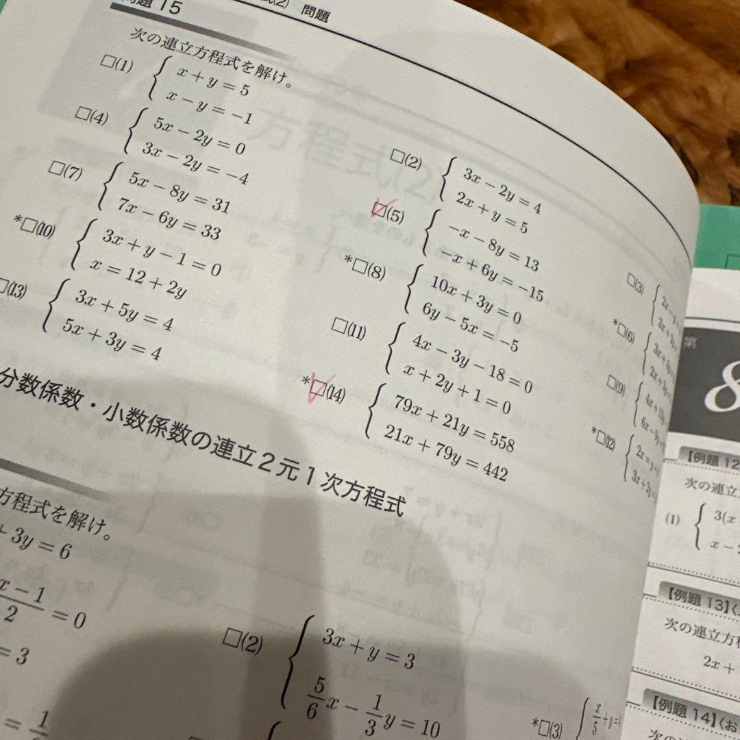 鉄緑会　数学基礎講座 中1代数/幾何 問題集 セット
