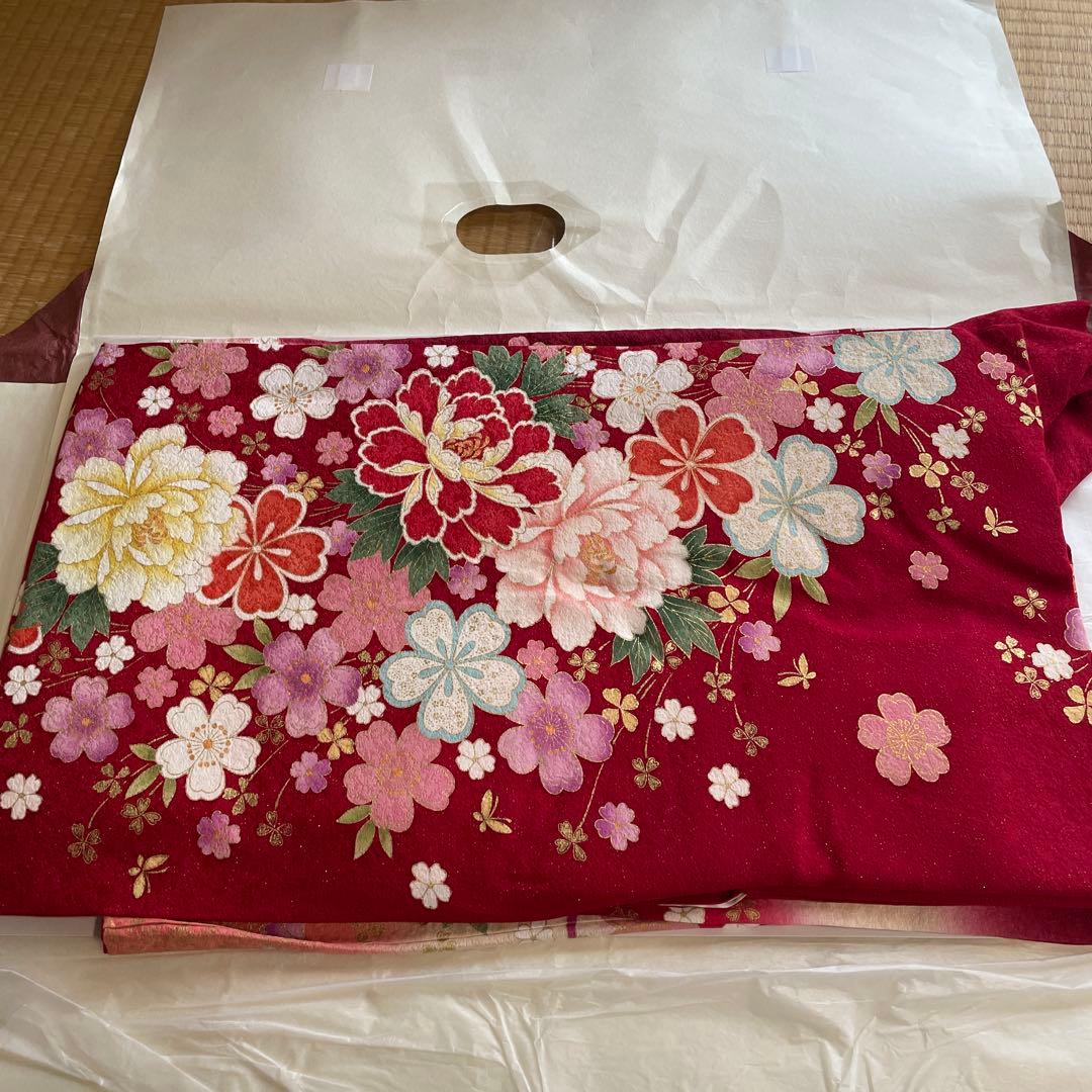 成人式　振袖 フルセット（9点）花柄 赤色　美品