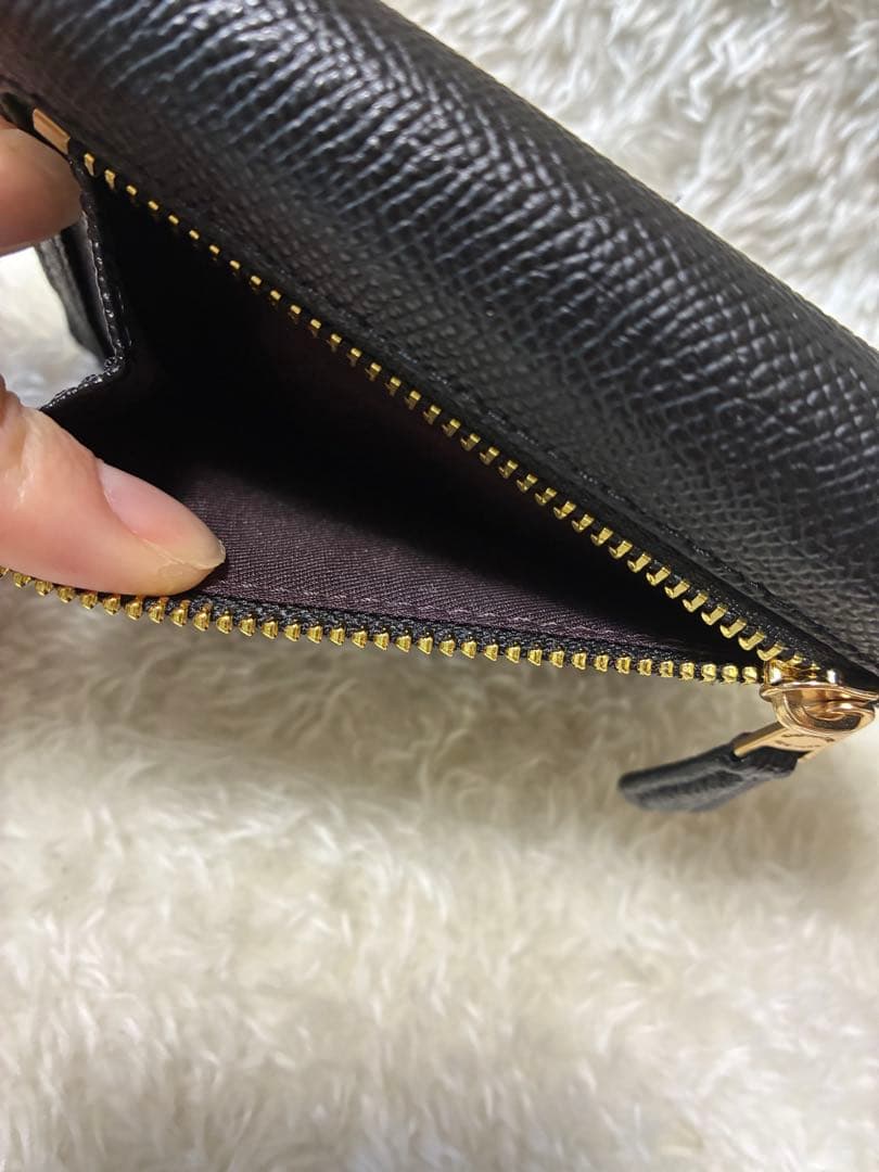 新品未使用 コーチ 三つ折り財布 ブラック Cロゴ レザー ミニ財布 C2328