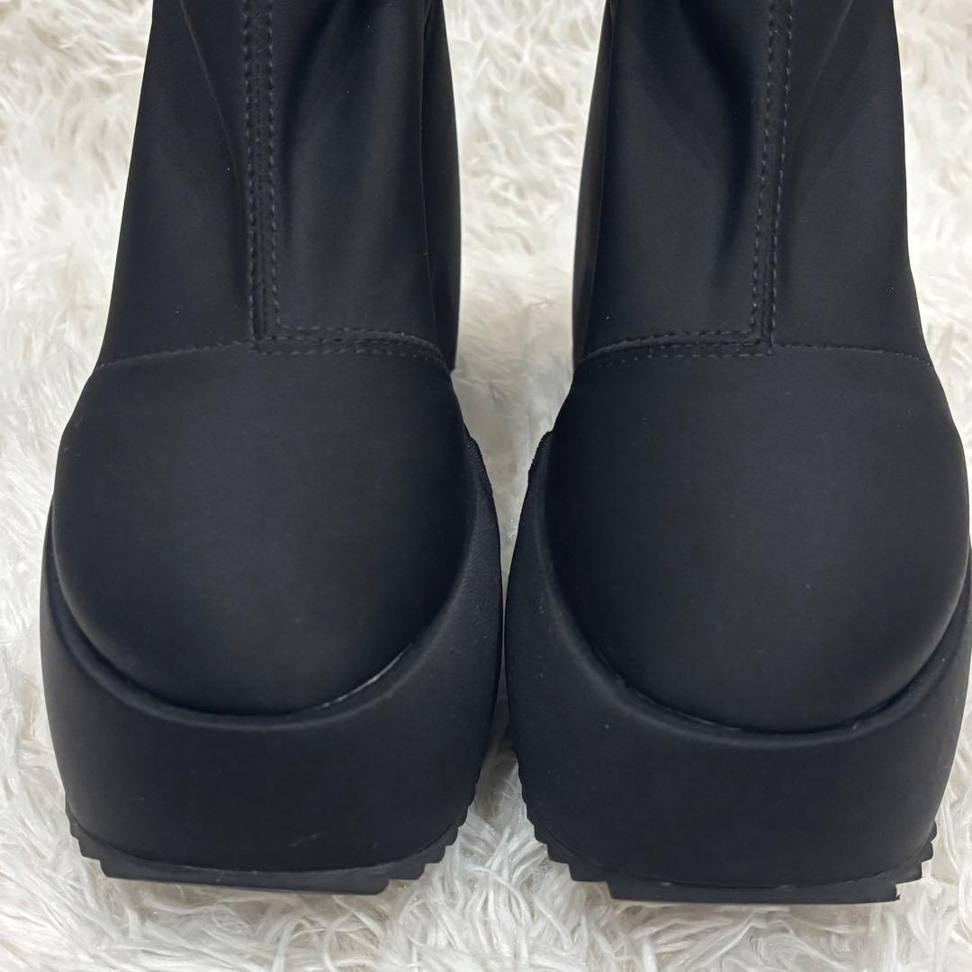 靴 YELLO TOKYO BLACK PLATFORM SHORT BOOTS