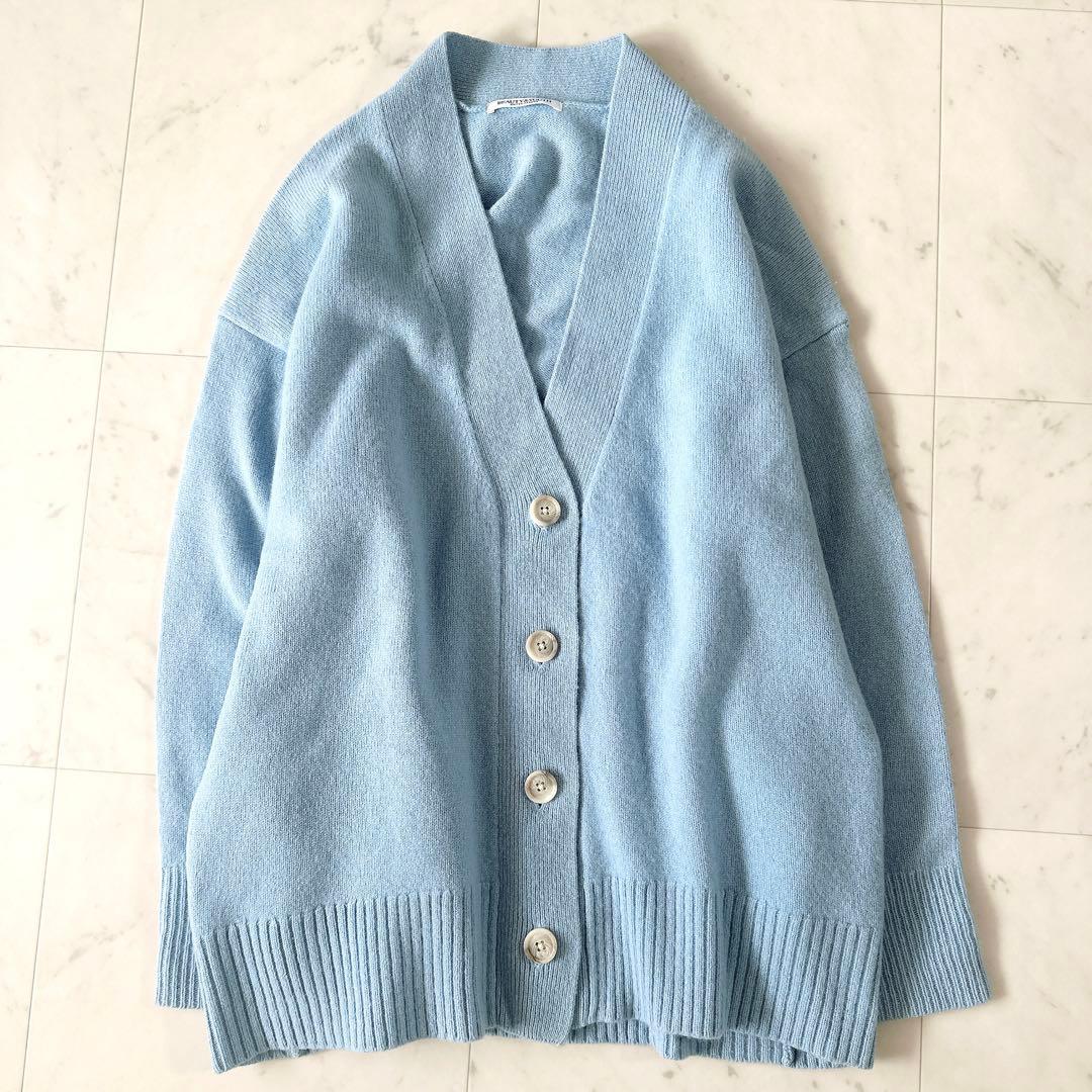 B&Y ユナイテッドアローズ カシミヤウール Vネック ニットカーディガン 水色