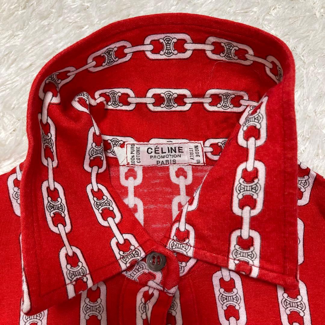 セリーヌ CELINE シャツ ポロシャツ ブラウス 総柄 鎖 チェーン 半袖