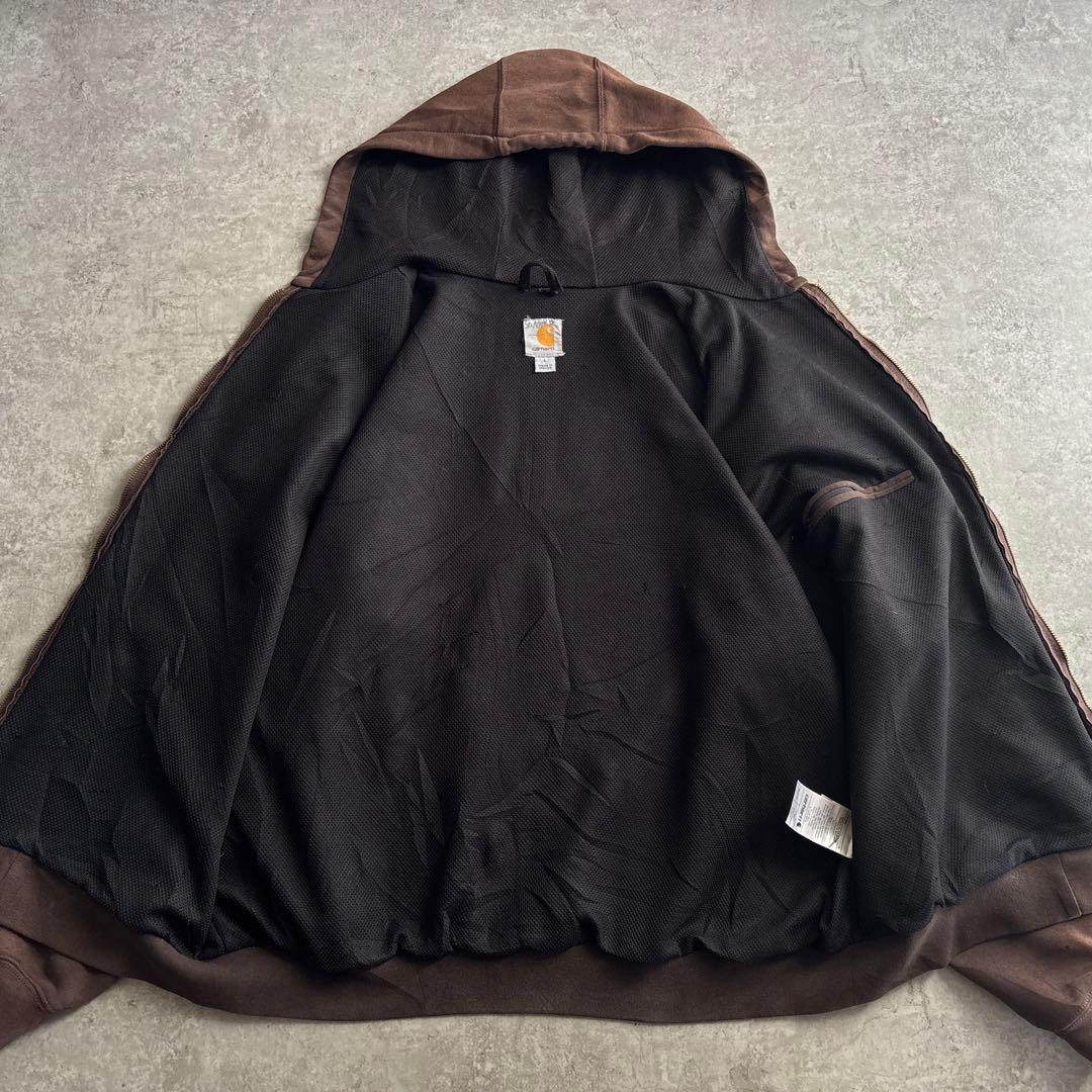 00's■carhartt【L】アクティブジャケット スウェット フェード 茶