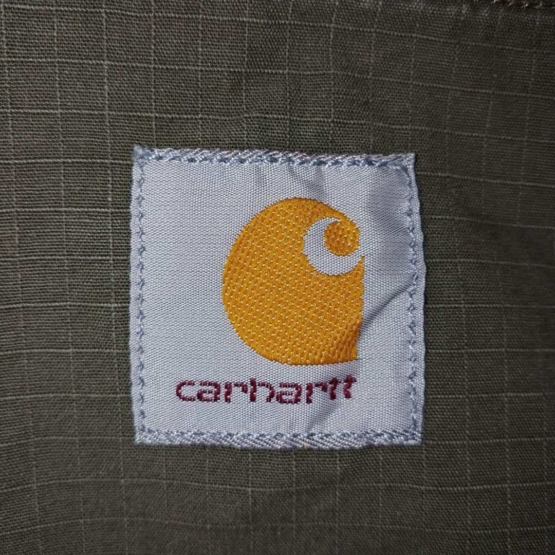 【人気モデル】カーハート カバーオール カーキ 刺繍ロゴ 定番アイテム M