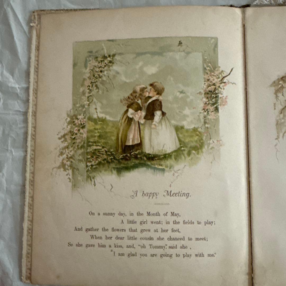 稀少1860年アンティーク美しい絵本ヴィクトリアン洋書ジャンクジャーナル児童書