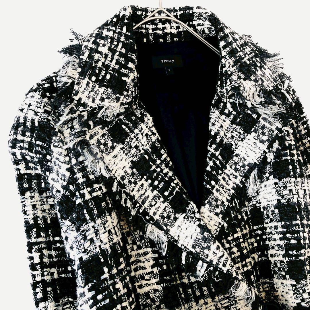 極美品✨️セオリー　ツイード　ガウンコート　ベルト　ロング丈　セレモニー　S