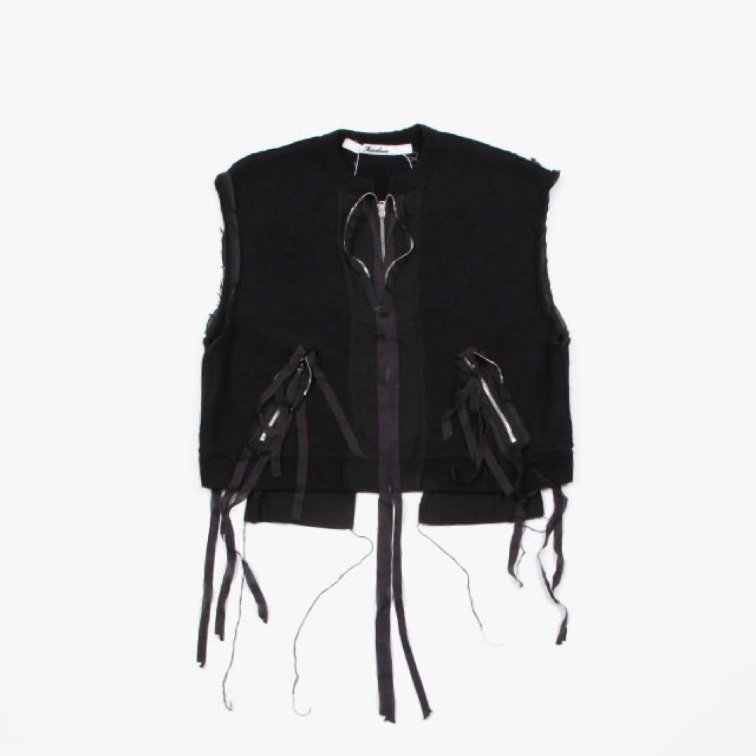 Midorikawa ZIP-UP VEST ダメージ加工 スウェット ベスト