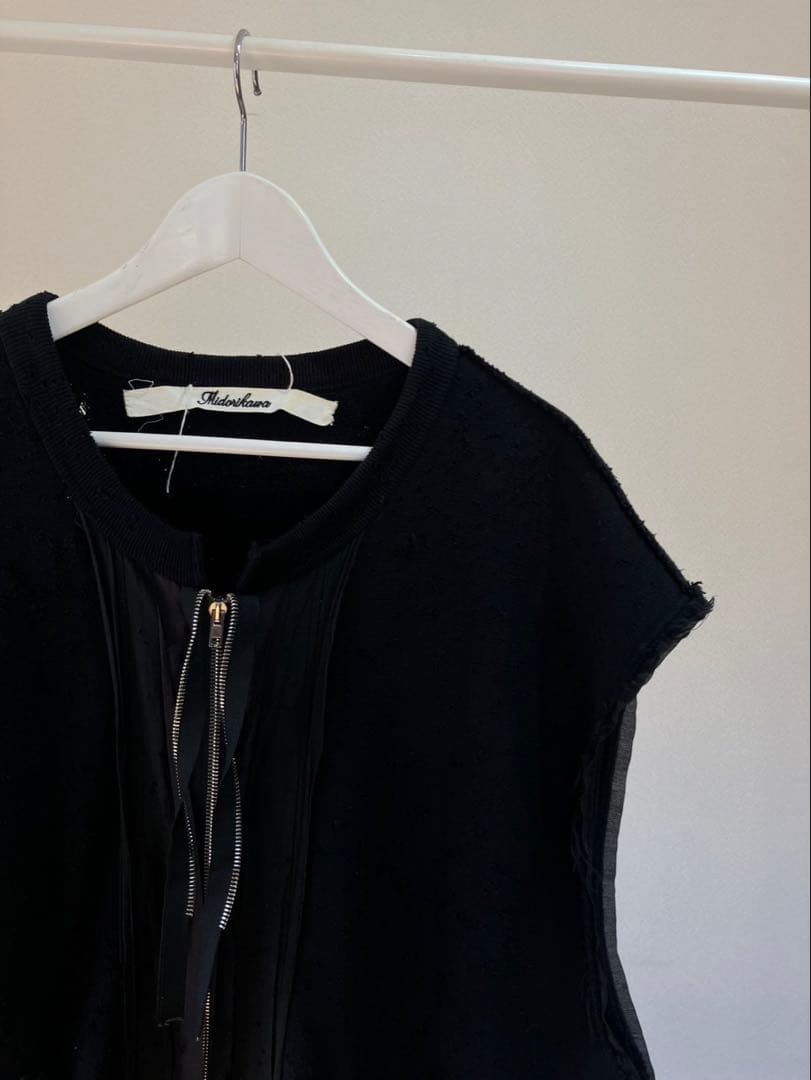 Midorikawa ZIP-UP VEST ダメージ加工 スウェット ベスト