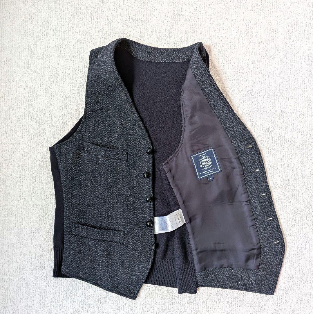 J.PRESS 　Lovat　ツイードベスト 　くるみボタン　ネイビー